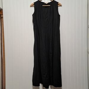 Choices Sleeveless Midi Dress Womens XL Black 100% Linen A-Line Paneled Tank